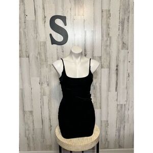 Black velvet mini dress